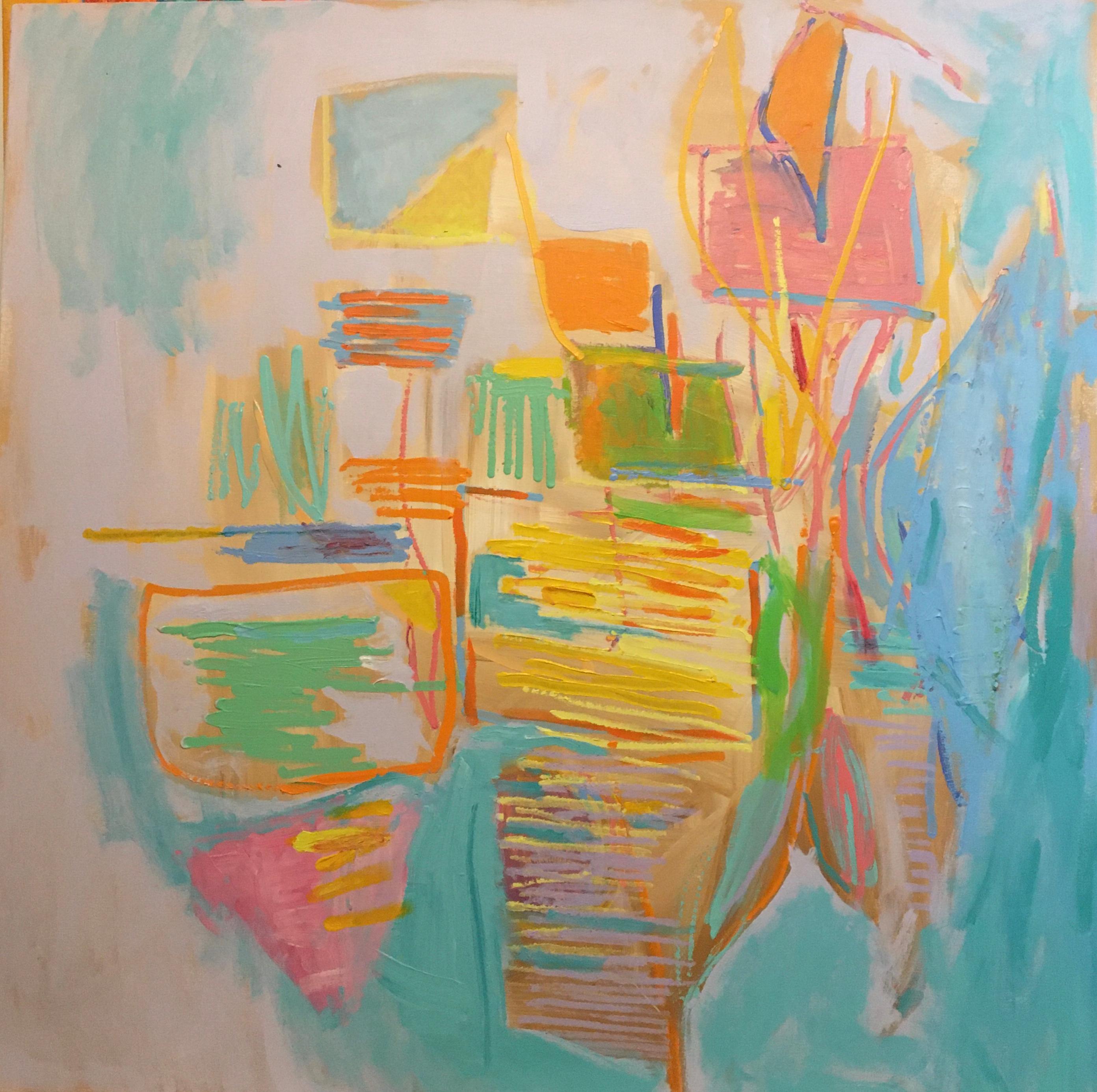 John Blee Abstract Painting - "Spring Wish" The title expresses the freshness of this colorful gestural work