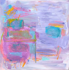 "Orchard Transit" Lavender and pink abstract composition with lyrical brushwork