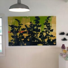 "Northern Light Saturday Blessing" Colorful painting with resin and silhouettes