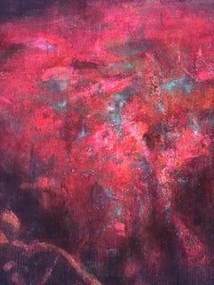 "Untitled" Dark blue, bright pink and turquoise color explosion in space