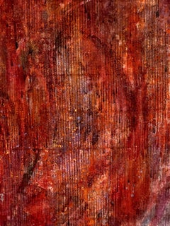 "Untitled" Combed pinks and reds  and lavender on soft grid