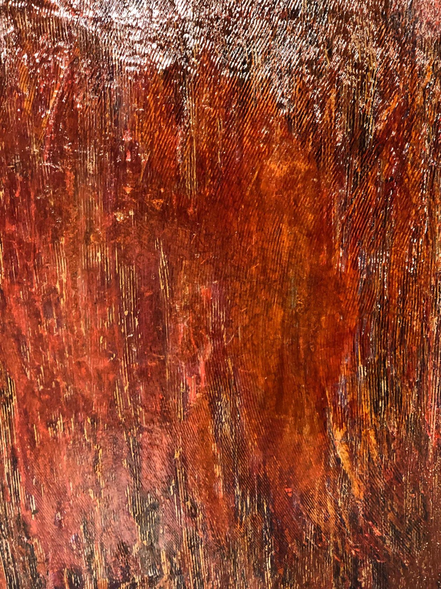 Augustus Cross Abstract Painting - "Untitled - red lacquer"  Textured red lacquered painting for grid or solo