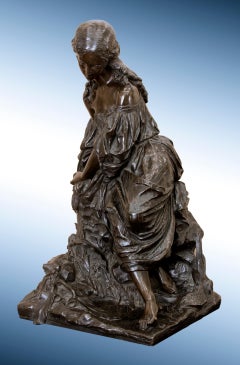 19th Century Bronze Sculpture of Maiden, titled "Virginie"