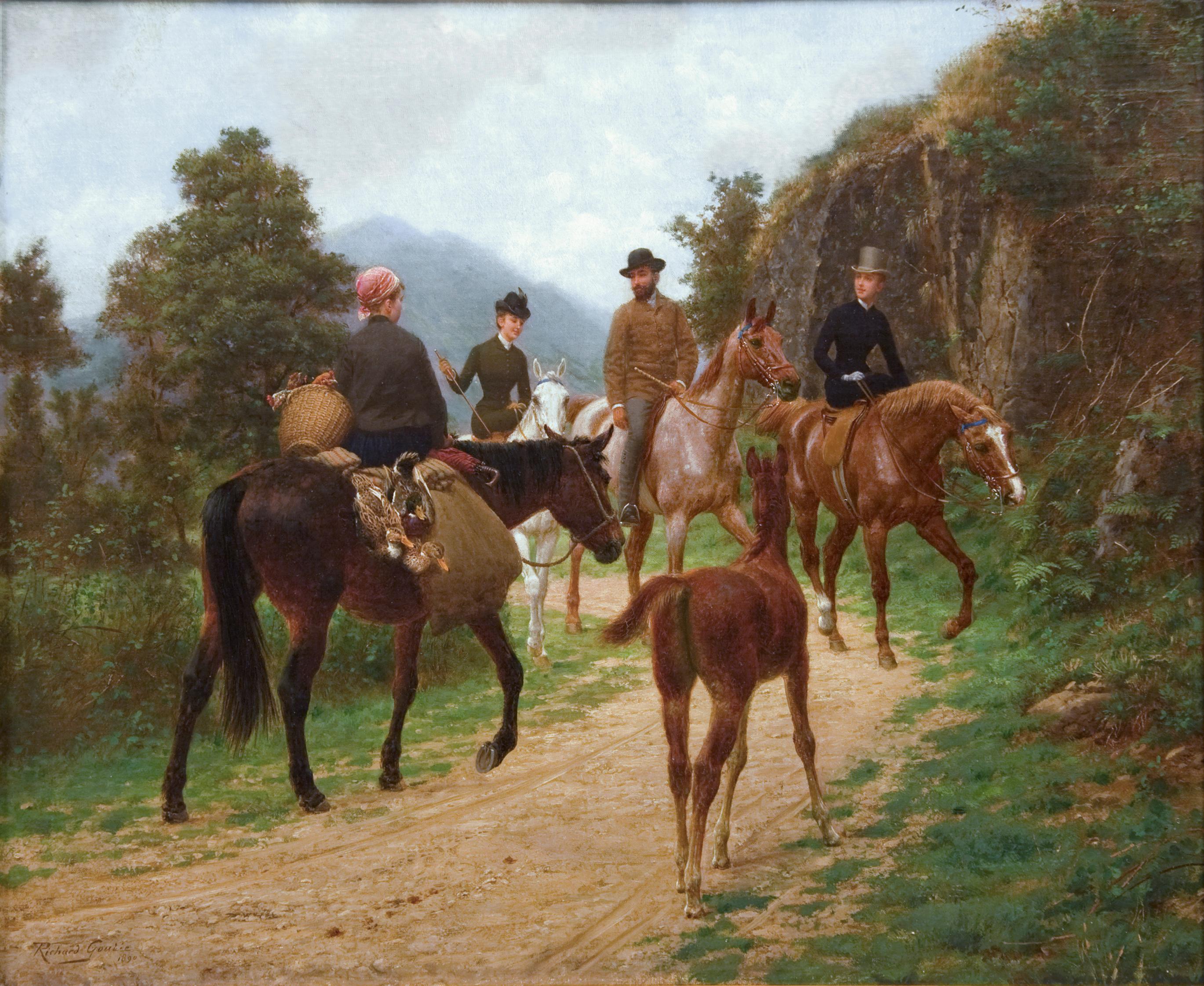 Jean Richard Goubie Animal Painting - 19th Century, Equestrian, Horseback Riding 