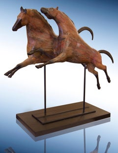 Abstract Bronze Horse Sculpture, "Flying Horses"