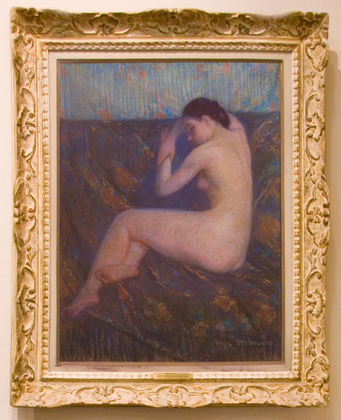 Louis Kronberg Figurative Art - Kronberg Pastel on Canvas, "Dawn" Female Nude 