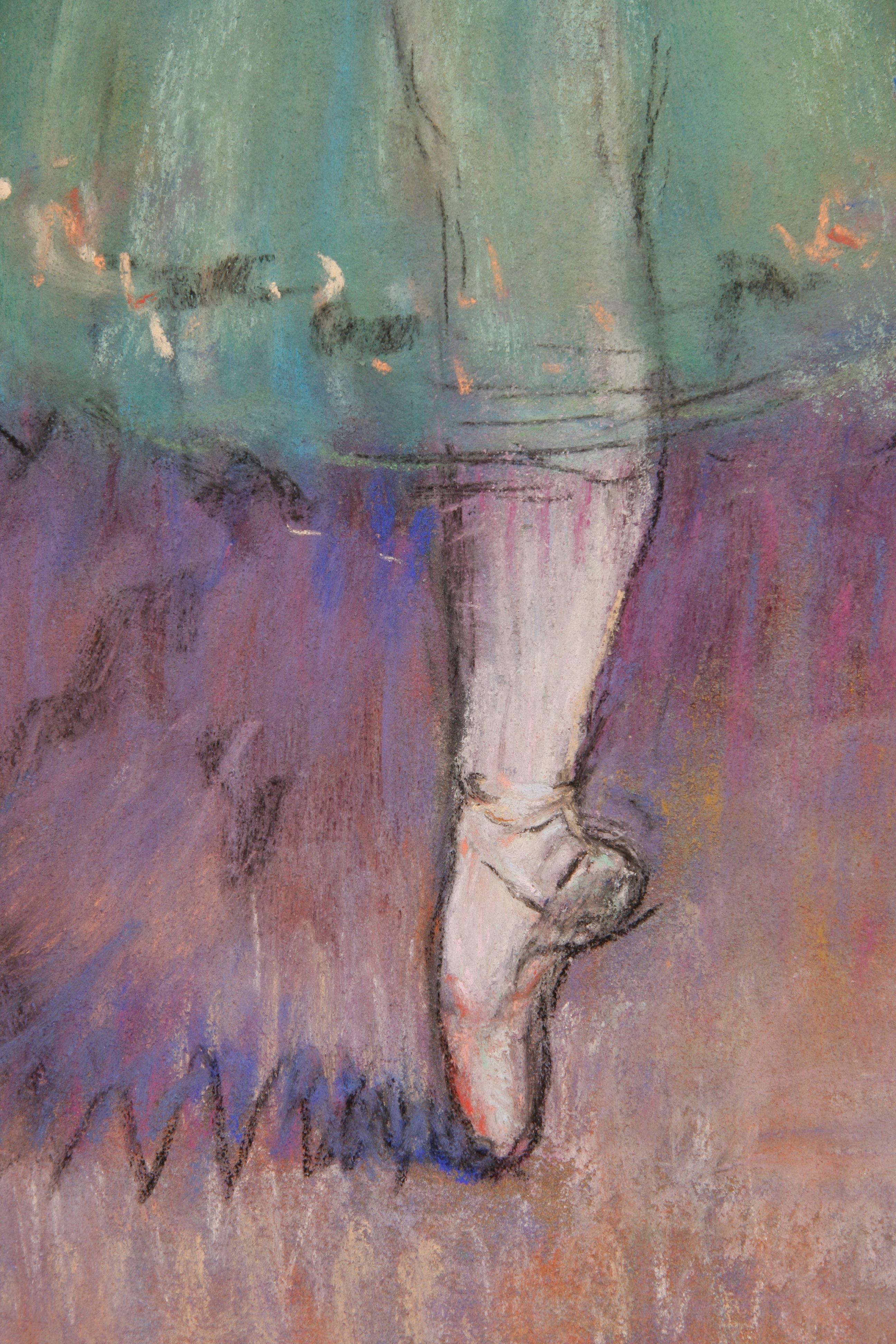 Impressionist Ballerina Pastel on Canvas, 