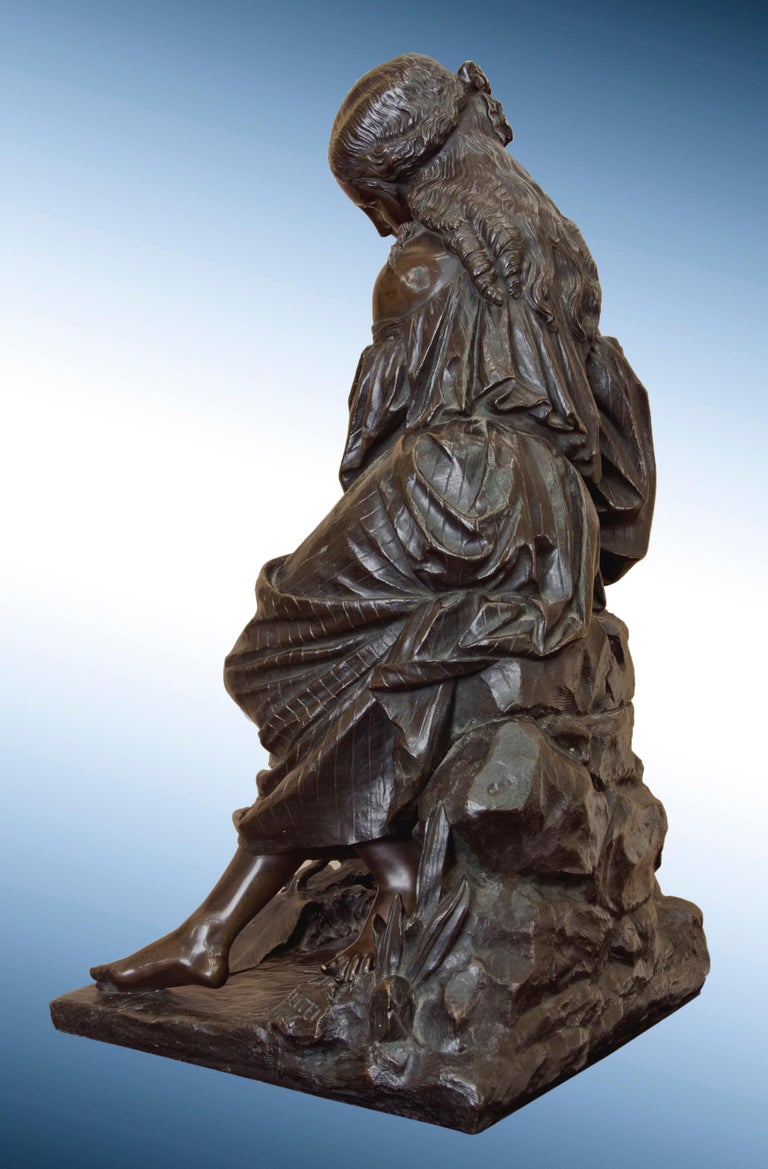 IsidoreRomain Boitel 19th Century Bronze Sculpture of Maiden, titled