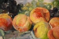 Impressionist still life painting of peaches and grapes, by Paule Gobillard