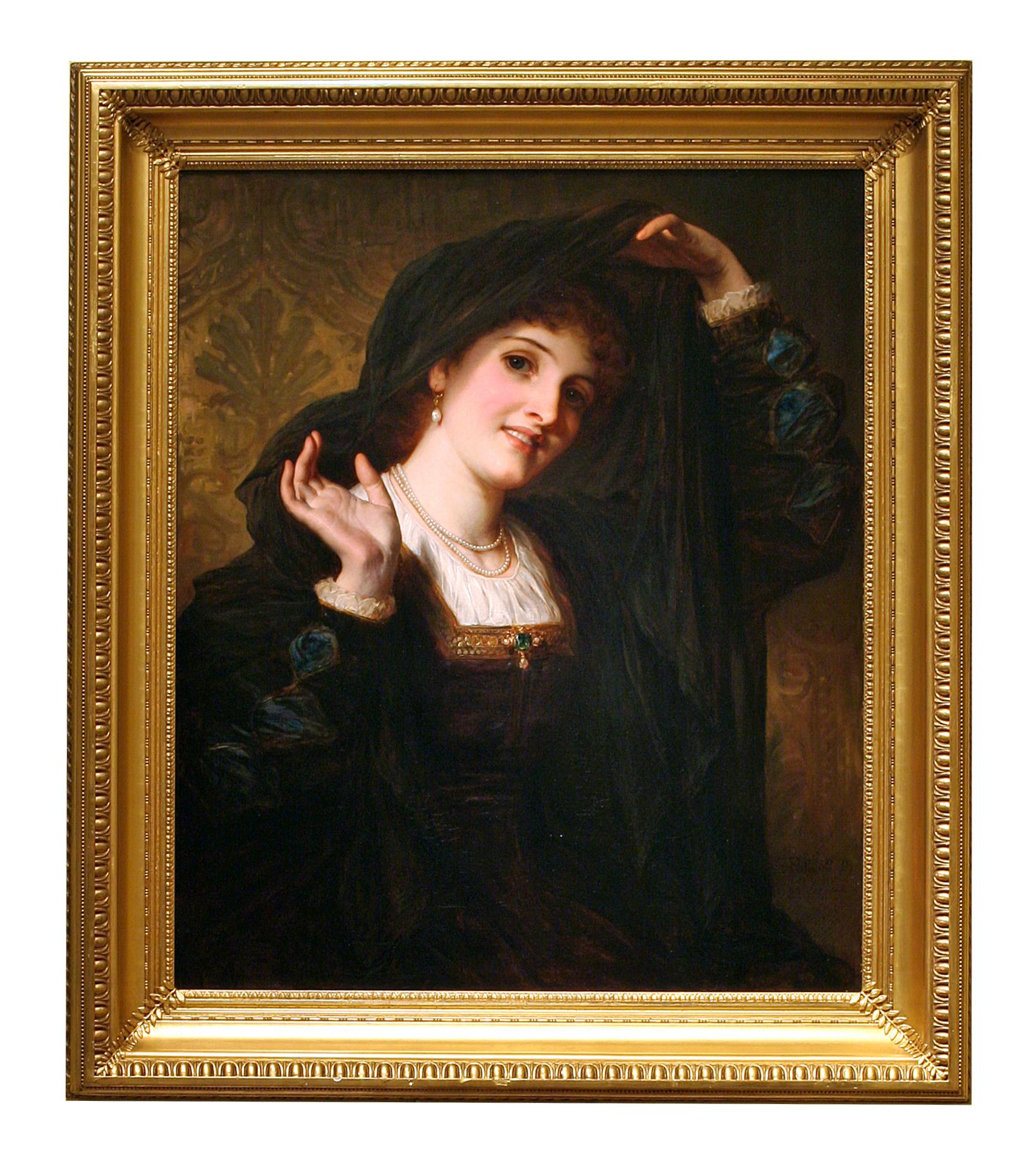 Thomas Francis Dicksee Portrait Painting - 19th Century Painting, "Olivia Unveiling to Viola" from Shakespeare's 12th Night