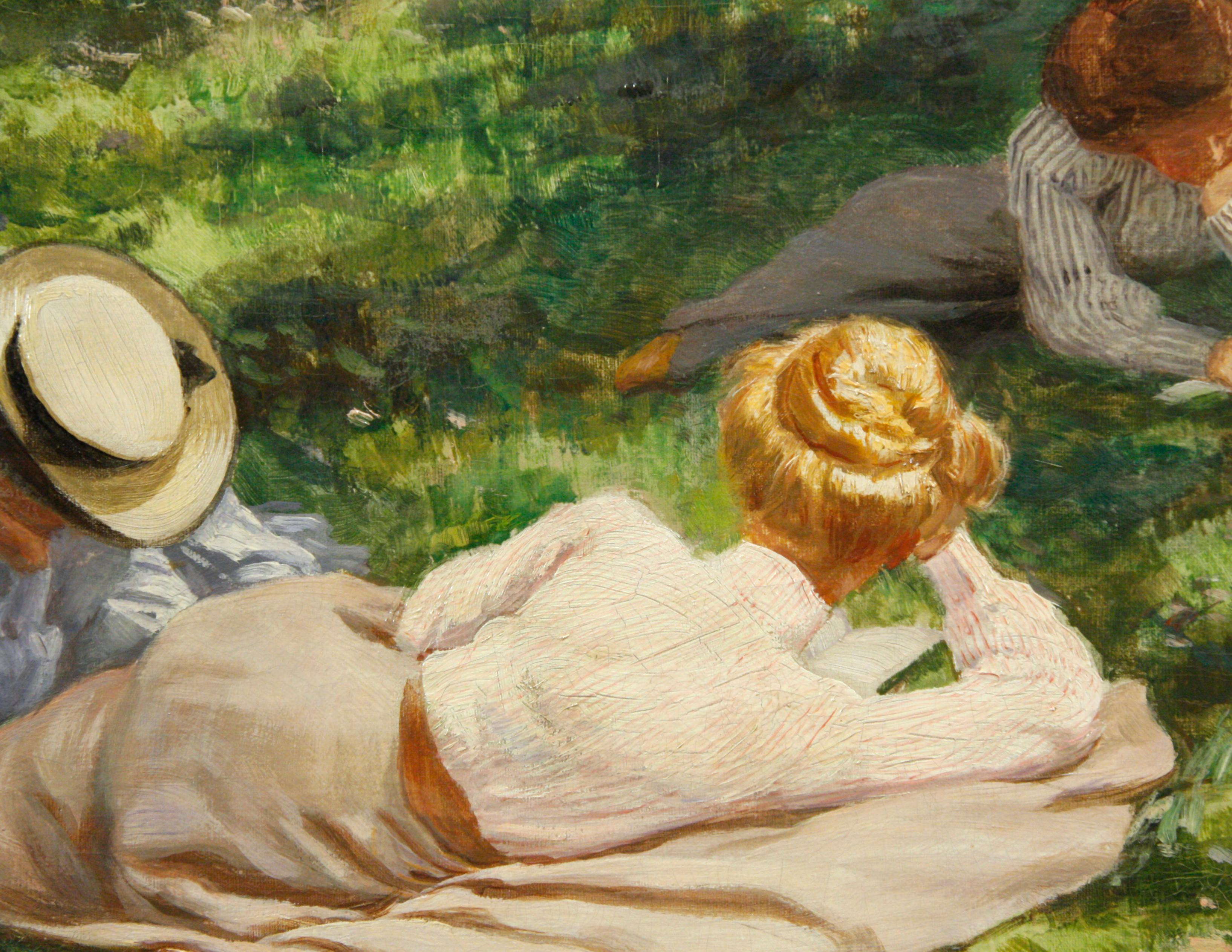 Ladies reading in a summer landscape, by Swedish artist, Johan Krouthen im Angebot 1