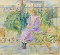 Impressionist painting of Girl on a Terrace, by Paule Gobillard