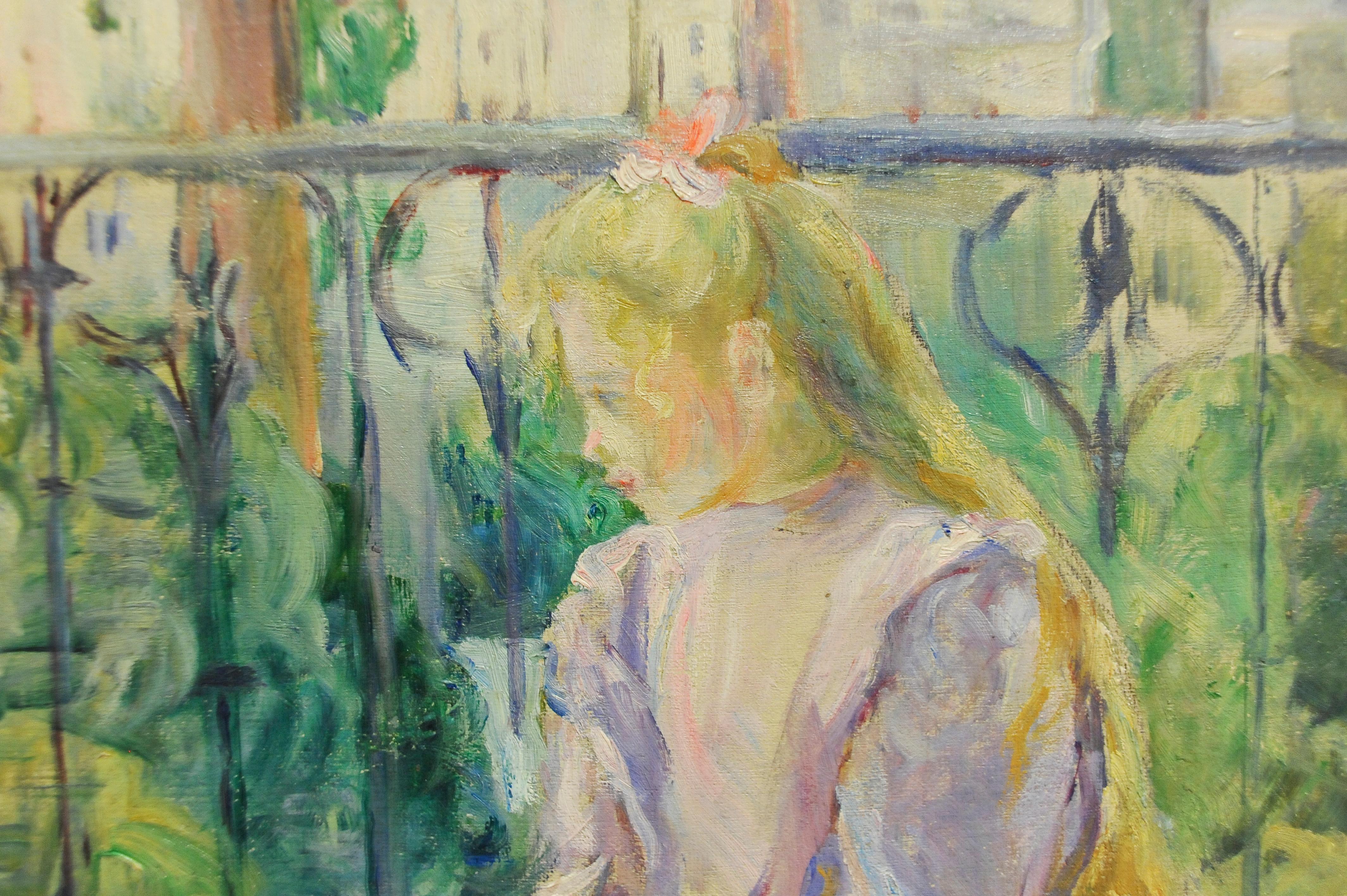 Peinture impressionniste d'une fille sur une terre, par Paule Gobillard - Painting de GOBILLARD Paule  