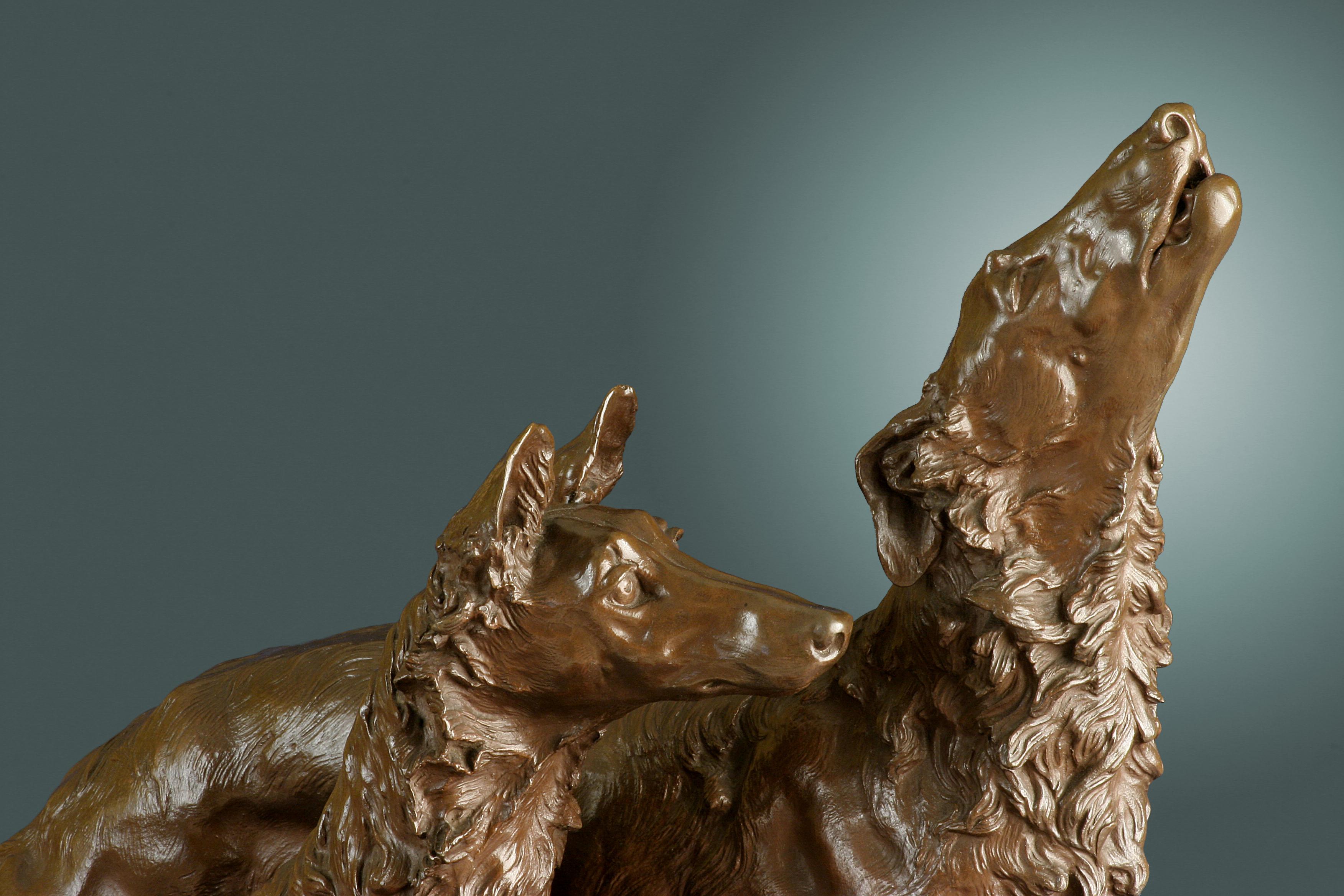 19th Century Bronze Sculpture of Borzois (Russian Wolfhounds) For Sale 1