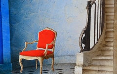 Contemporary painting of Architectural Interior by Gazier,  "Escalier bleu"