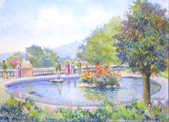 French Impressionist Landscape by H.C. Pissarro, titled "Le Bassin du Chateau"