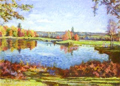 French Impressionist Landscape by H.C. Pissarro, titled "October"