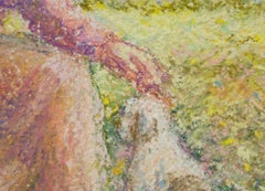 French Impressionist Landscape by H.C. Pissarro, titled "A Girl and her Dog"