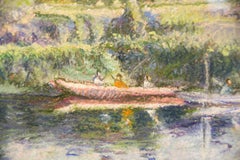 French Impressionist Landscape by H.C. Pissarro, titled "Fishing Boats"