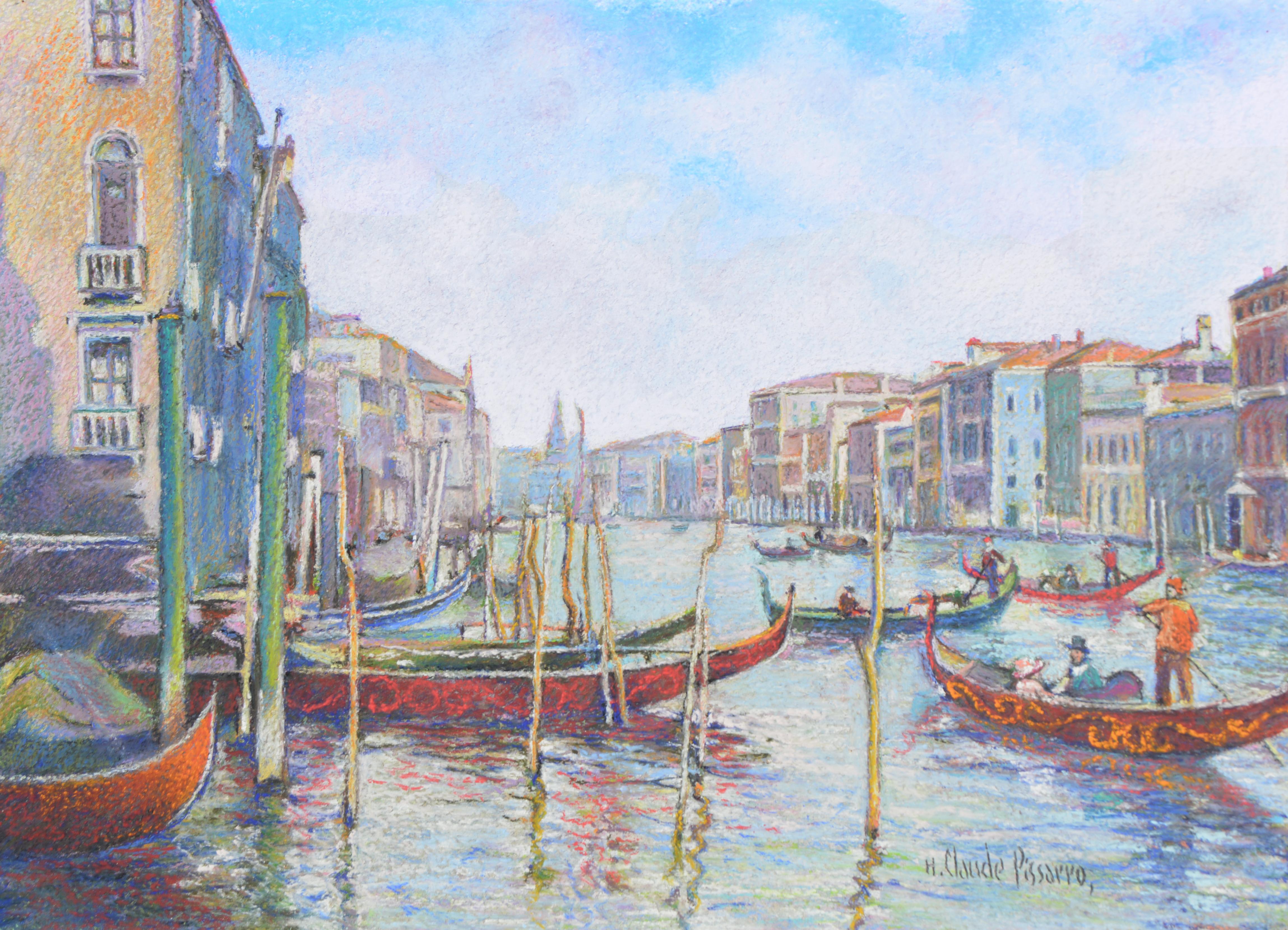 Hughes Claude Pissarro Landscape Art - French Impressionist Landscape of Venice by H.C. Pissarro, titled Maison Foscari