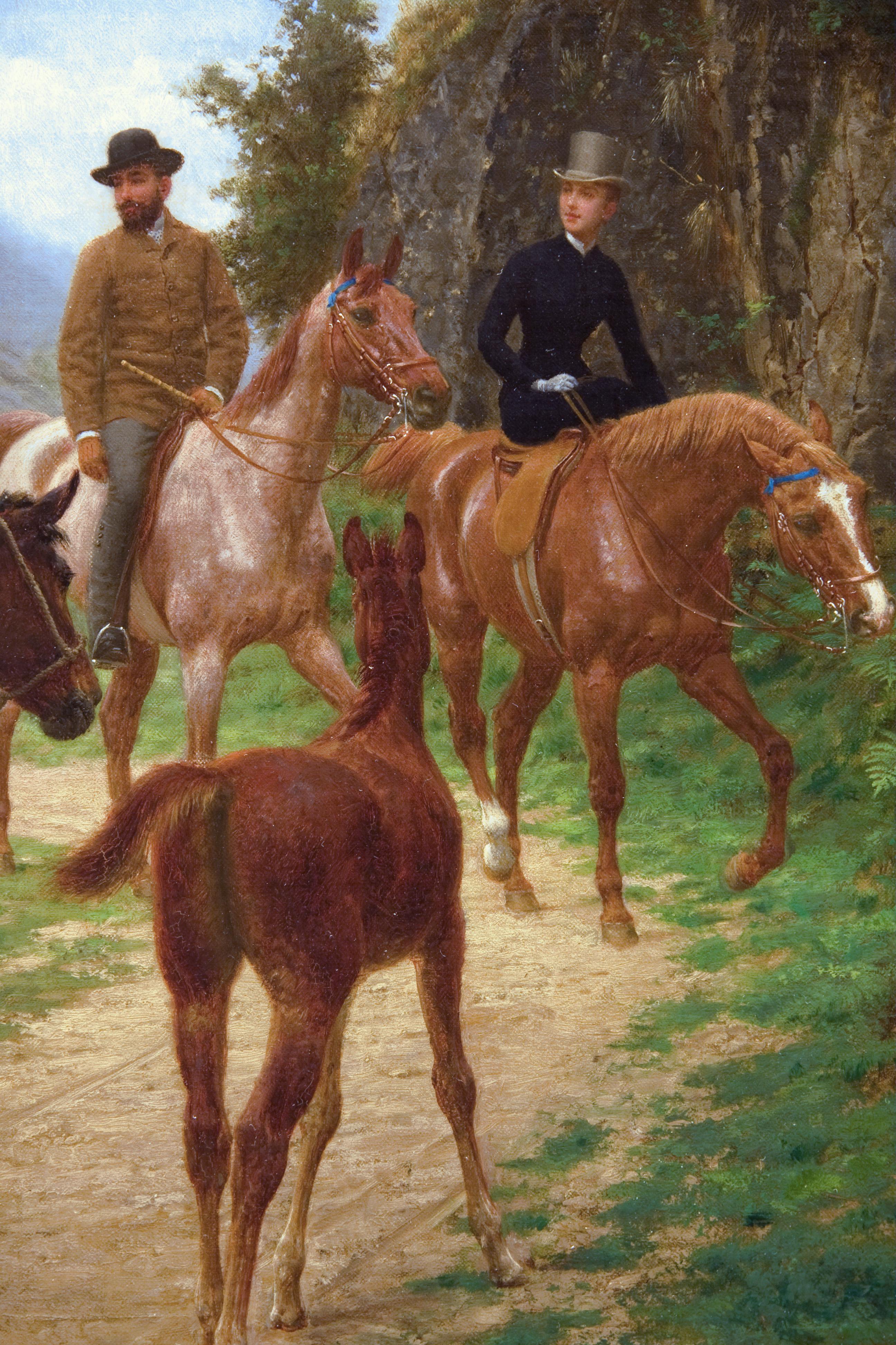 19th Century, Equestrian, Horseback Riding  - Painting by Jean Richard Goubie