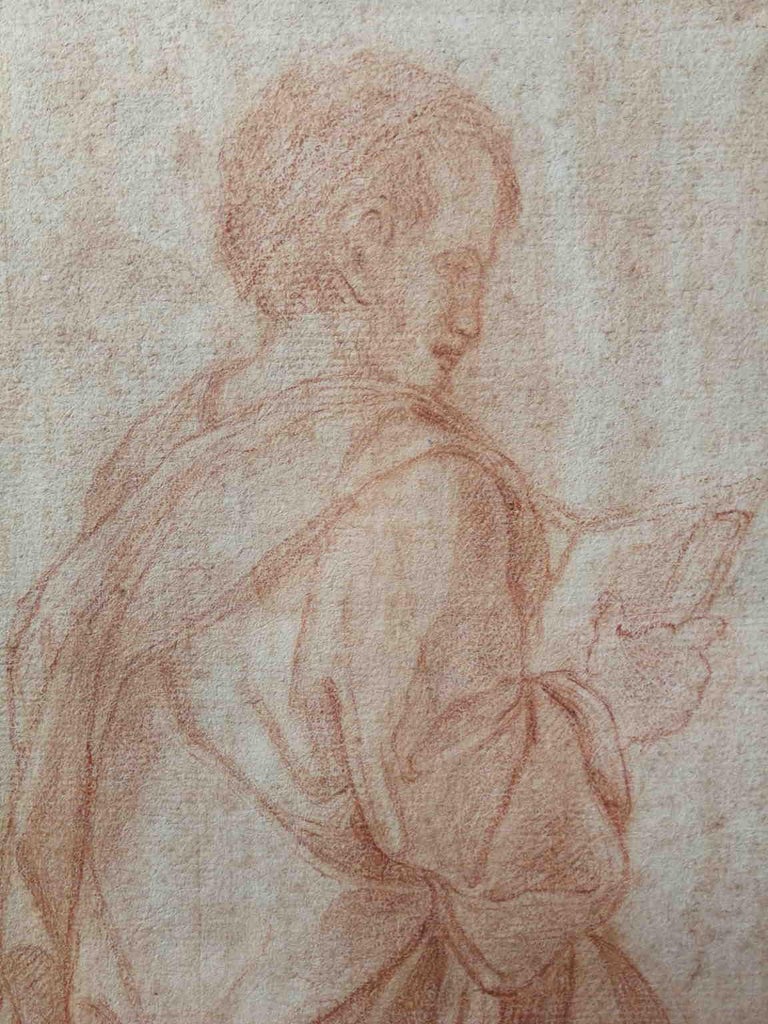 Signed Domenico Del Frate Figurative Drawing 18 century sanguine paper  - Art by Domenico Del Frate