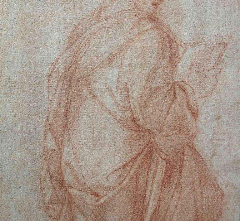 Signed Domenico Del Frate Figurative Drawing 18 century sanguine paper  For Sale 1