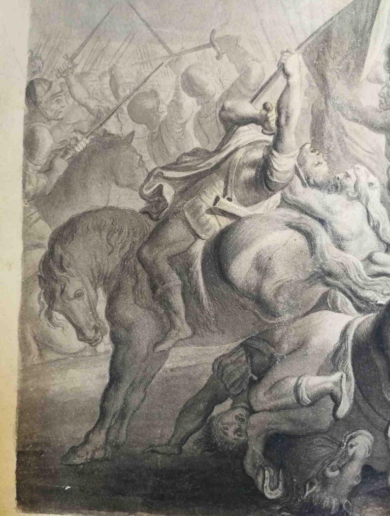 After Peter Paul Rubens Drawing Ivry Battle 18 century pencil paper For Sale 2