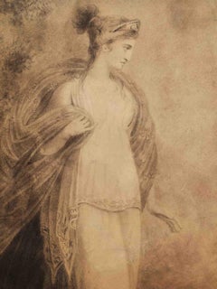 Richard Westall Disegno mitologico neoclassico del 1800 matita su carta