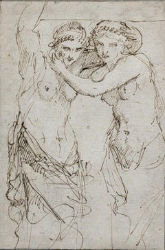 Boceto anverso-reverso neoclasicismo milanés cariátides del siglo XVIII