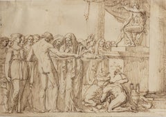 Figurative drawing neoclassical Tuscan historical subject from the 19th century