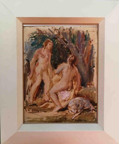 Aquarell auf Papier Italienischer expressionistischer figurativer Akt zweites Quartal 1900