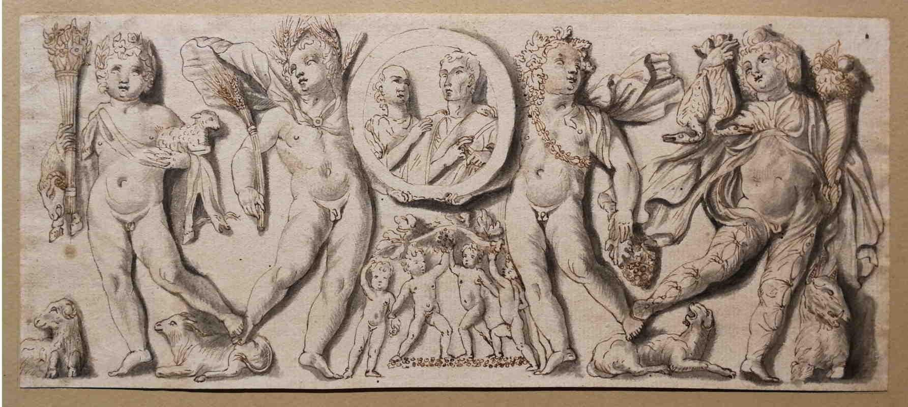 Dibujo figurativo antiguo tinta desnuda sobre papel siglo XIX