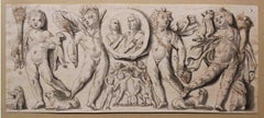 Disegno figurativo all'antico nudo china su carta del XIX secolo