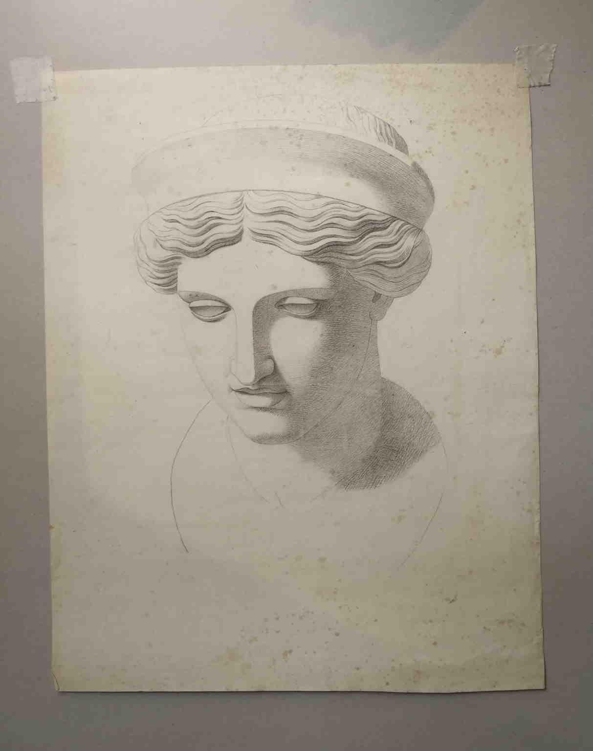 Study of antique sculpture Drawing 19 century pencil paper - Other Art Style Art by Unknown