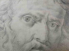 Tuscan Drawing bearded man 19 century pencil paper signed