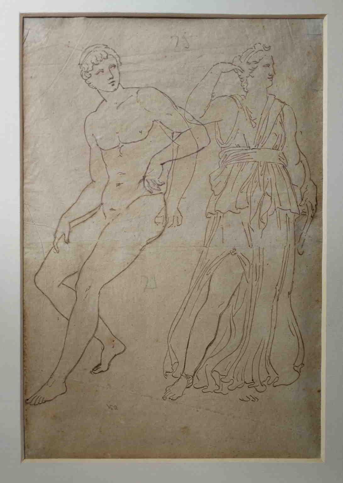 Neoklassizistische Academia-Zeichnungsstudie des 19. Jahrhunderts mit Bleistiftpapier (Sonstige Kunststile), Art, von Unknown