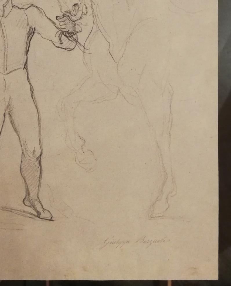 Double Face Figurative History Florence Drawing Giuseppe Bezzuoli 19th century 1
