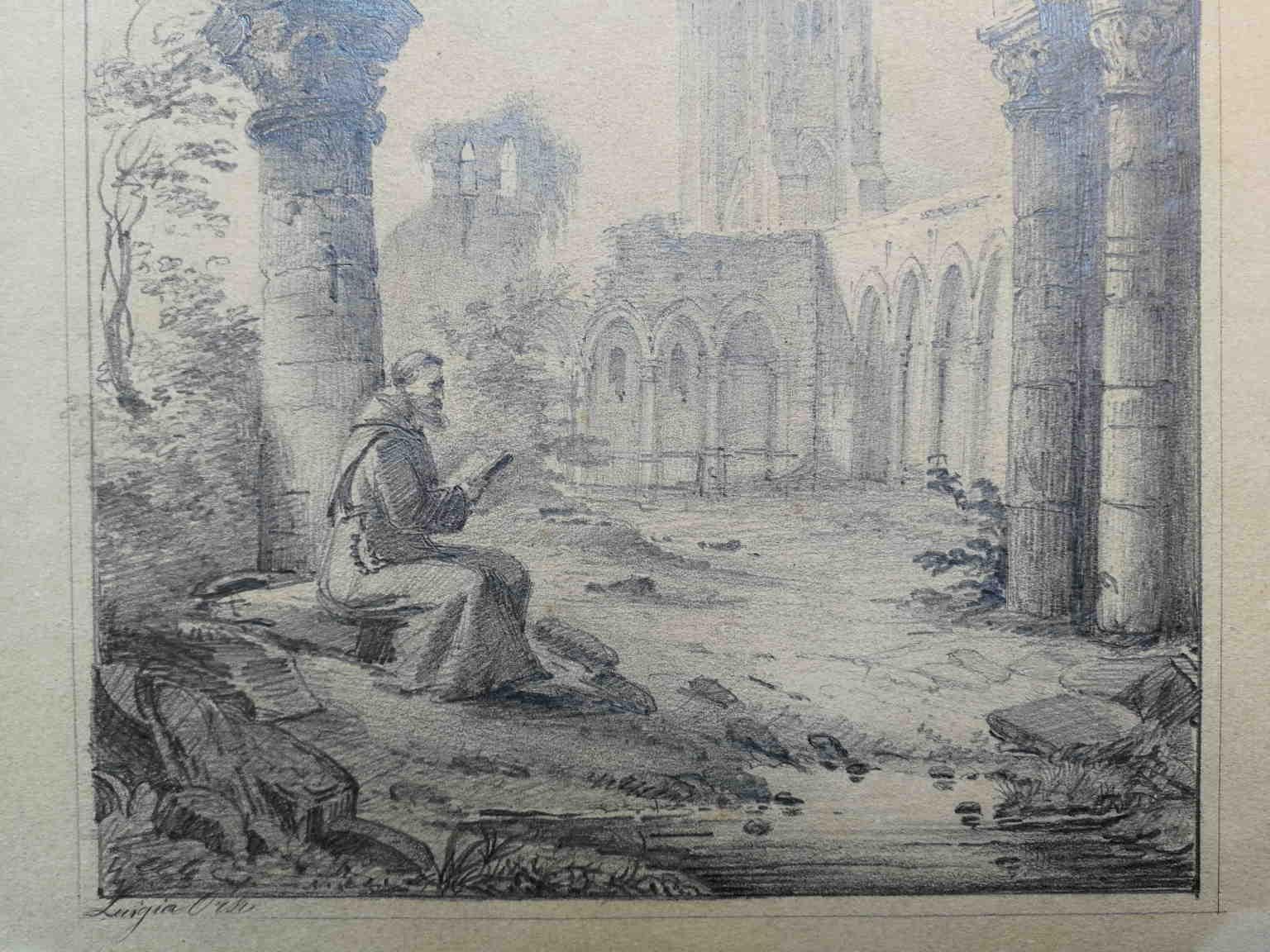 Tableau du dessin de la cathédrale de Koln du XIXe siècle sur papier crayon signé Luigia Orsi en vente 5