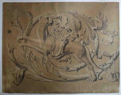 Italian Neoclassical animal frieze 19th century ink white lead