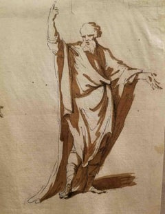 Italian Figurative Religious Philosopher Drawing 18th century brown ink on paper