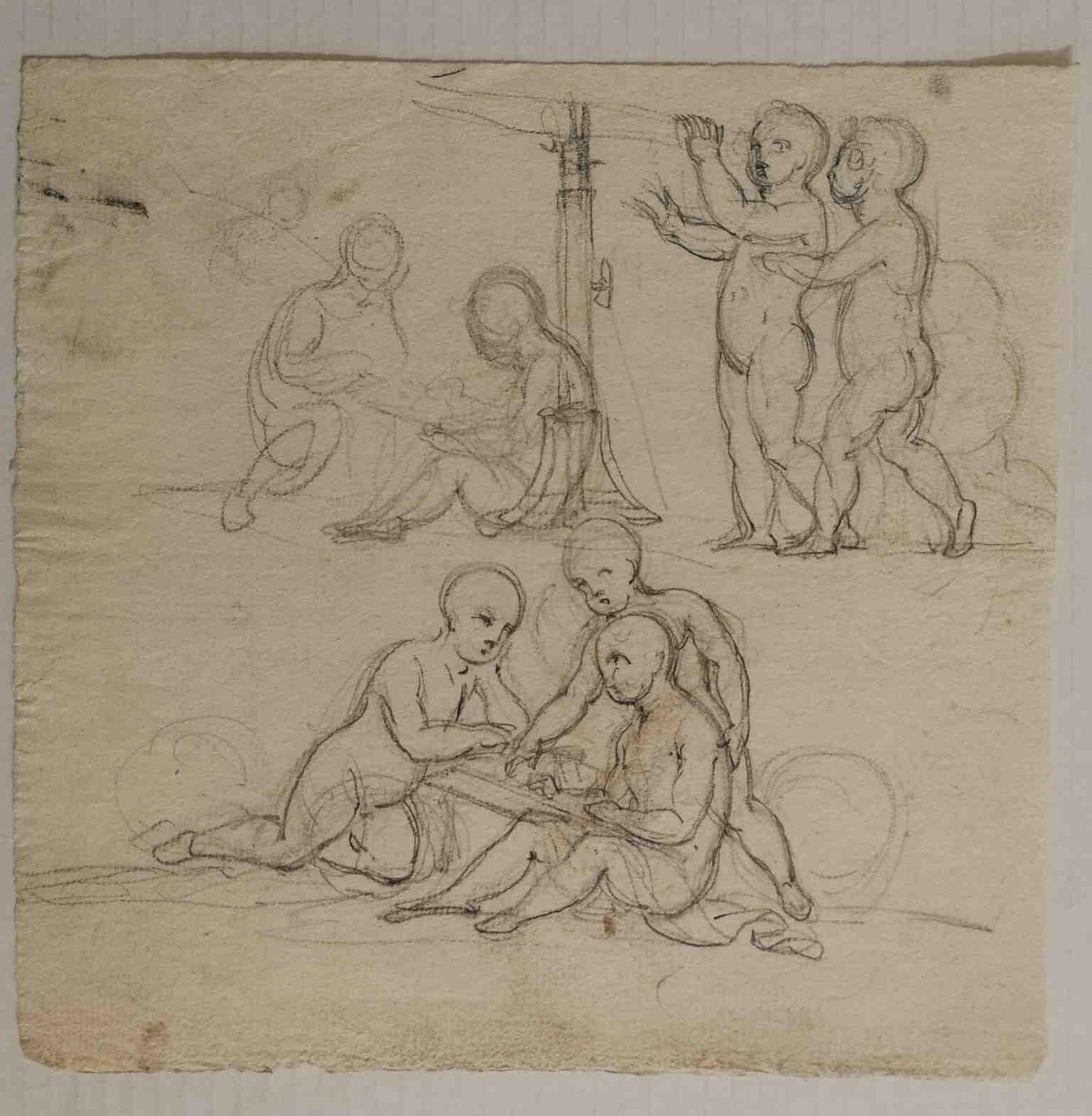 Unknown Figurative Art - Tuscan Mythological Allegory Drawing 19 century pencil paper