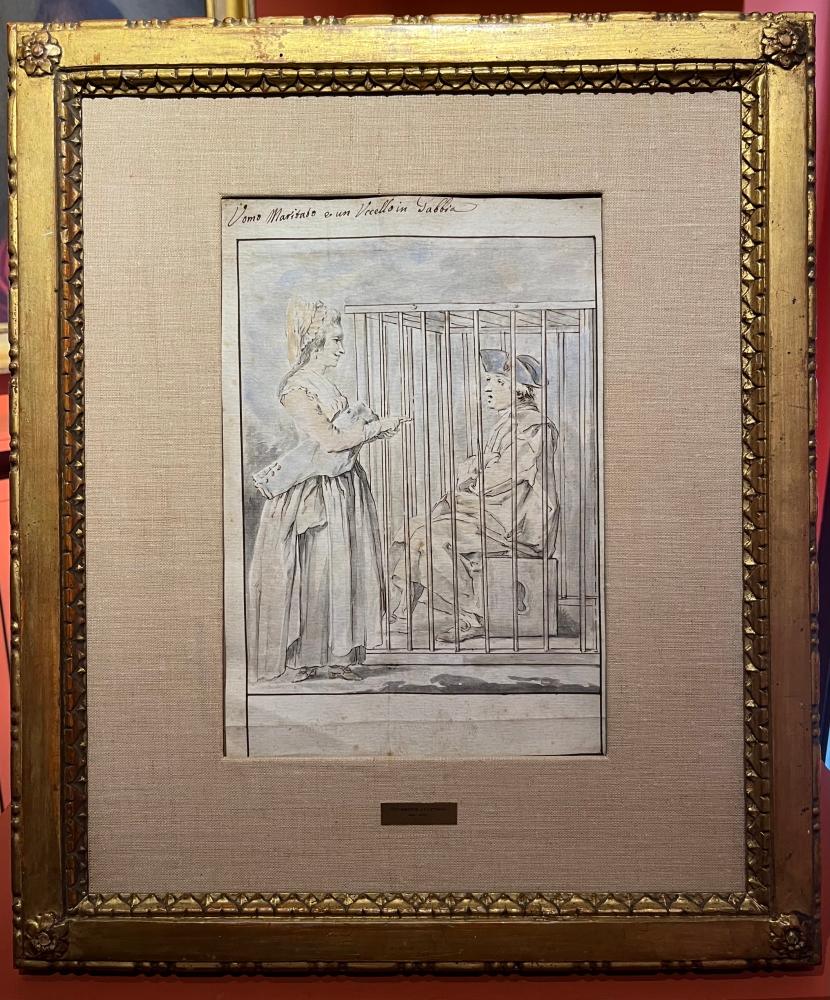 Florence Zeichnung Liebe, Hochzeit, Figurative Szene, Aquarell, Papier, 18. Jahrhundert – Art von Giuseppe Piattoli