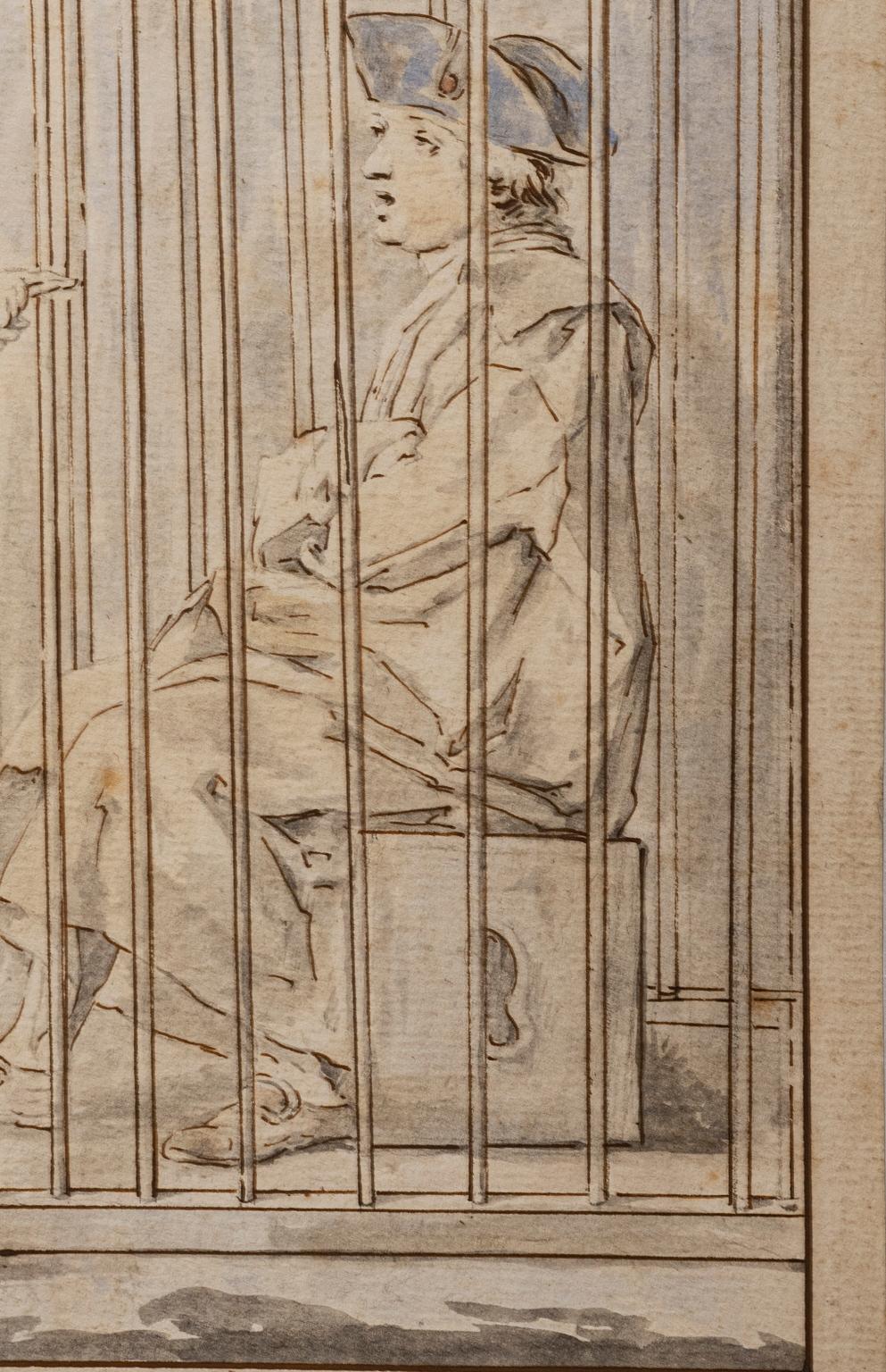 Aquarelle und Tusche auf Papier von Giuseppe Piattoli (Florenz 1748 - 1834). 
Es handelt sich um die Vorzeichnung einer der 40 von Carlo Lasinio (Treviso, 1759 - Pisa 1838) gedruckten Tafeln für die erste Serie der 