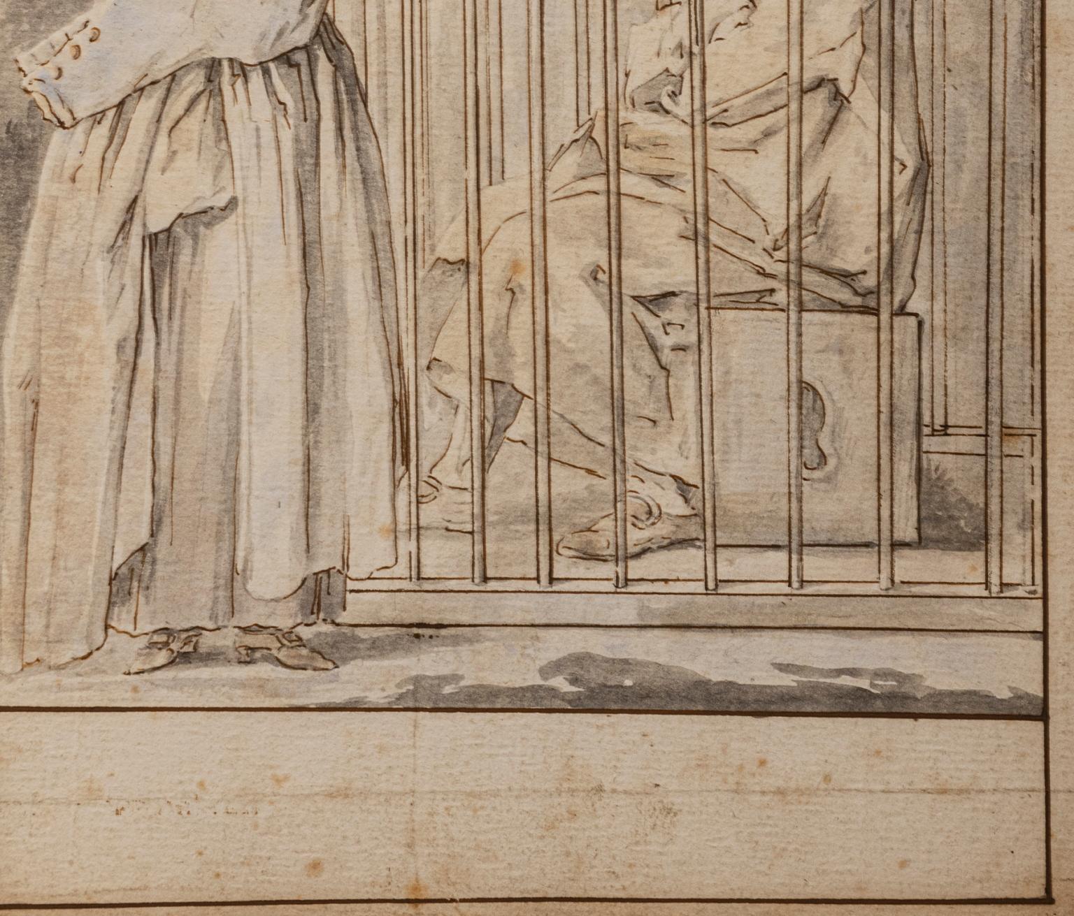 Florence Zeichnung Liebe, Hochzeit, Figurative Szene, Aquarell, Papier, 18. Jahrhundert im Angebot 1
