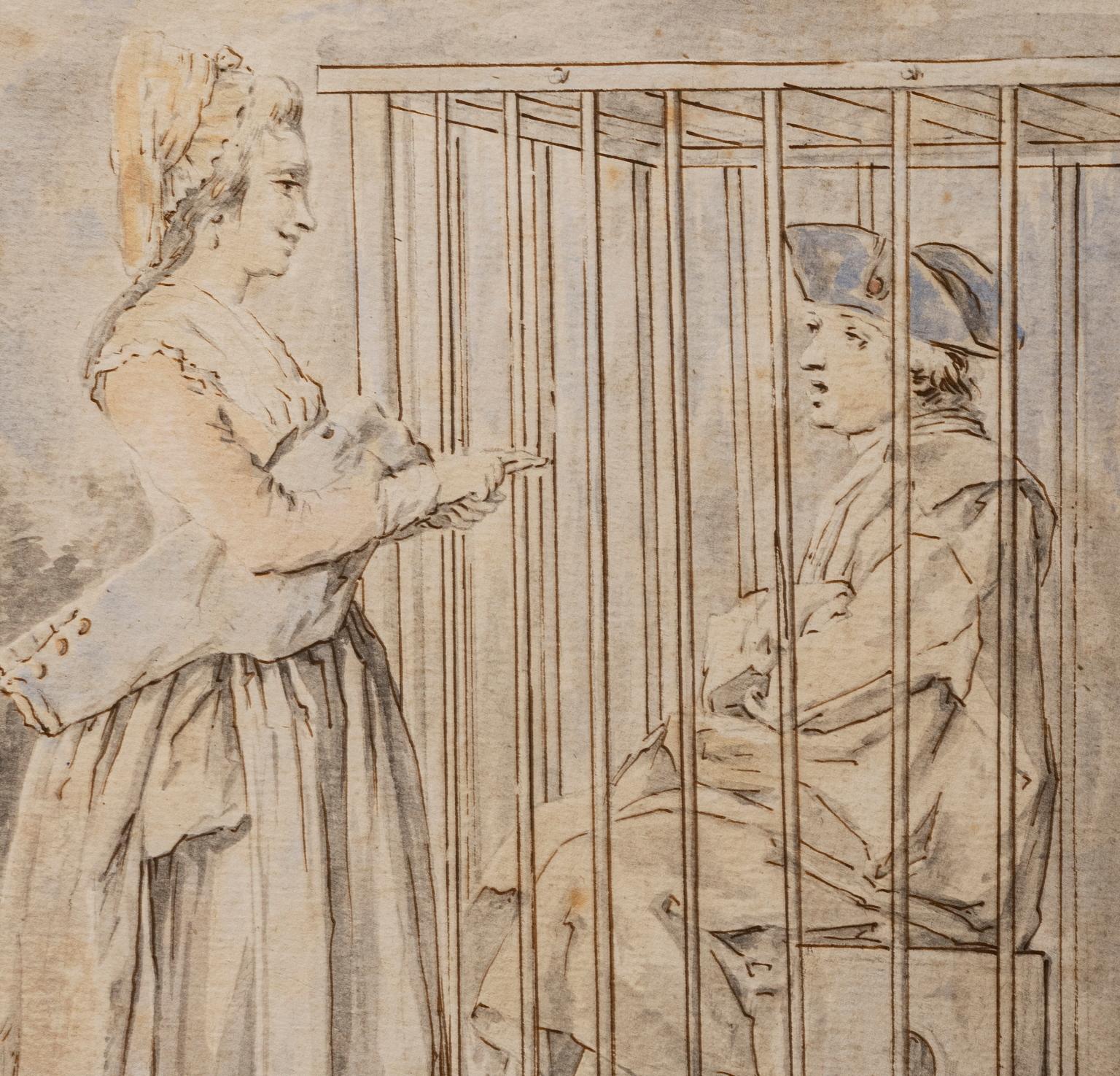 Florence Zeichnung Liebe, Hochzeit, Figurative Szene, Aquarell, Papier, 18. Jahrhundert im Angebot 2