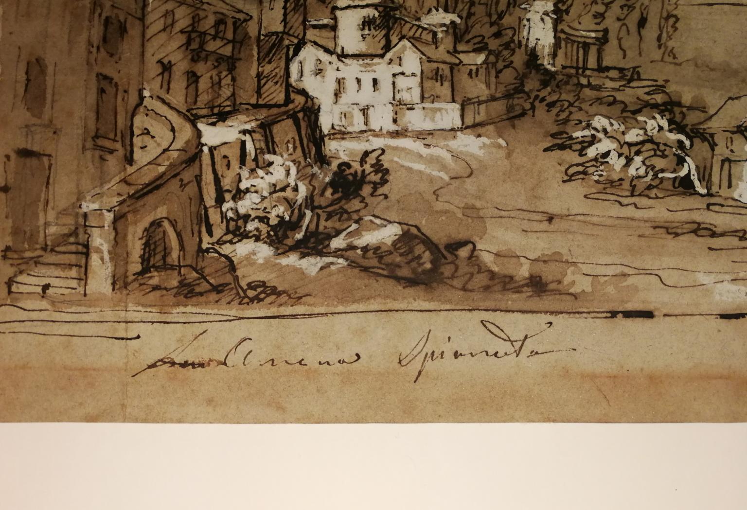 Veneto-Figurative Landschaftszeichnung des 18. Jahrhunderts, Aquarell auf Papier (Sonstige Kunststile), Art, von Unknown