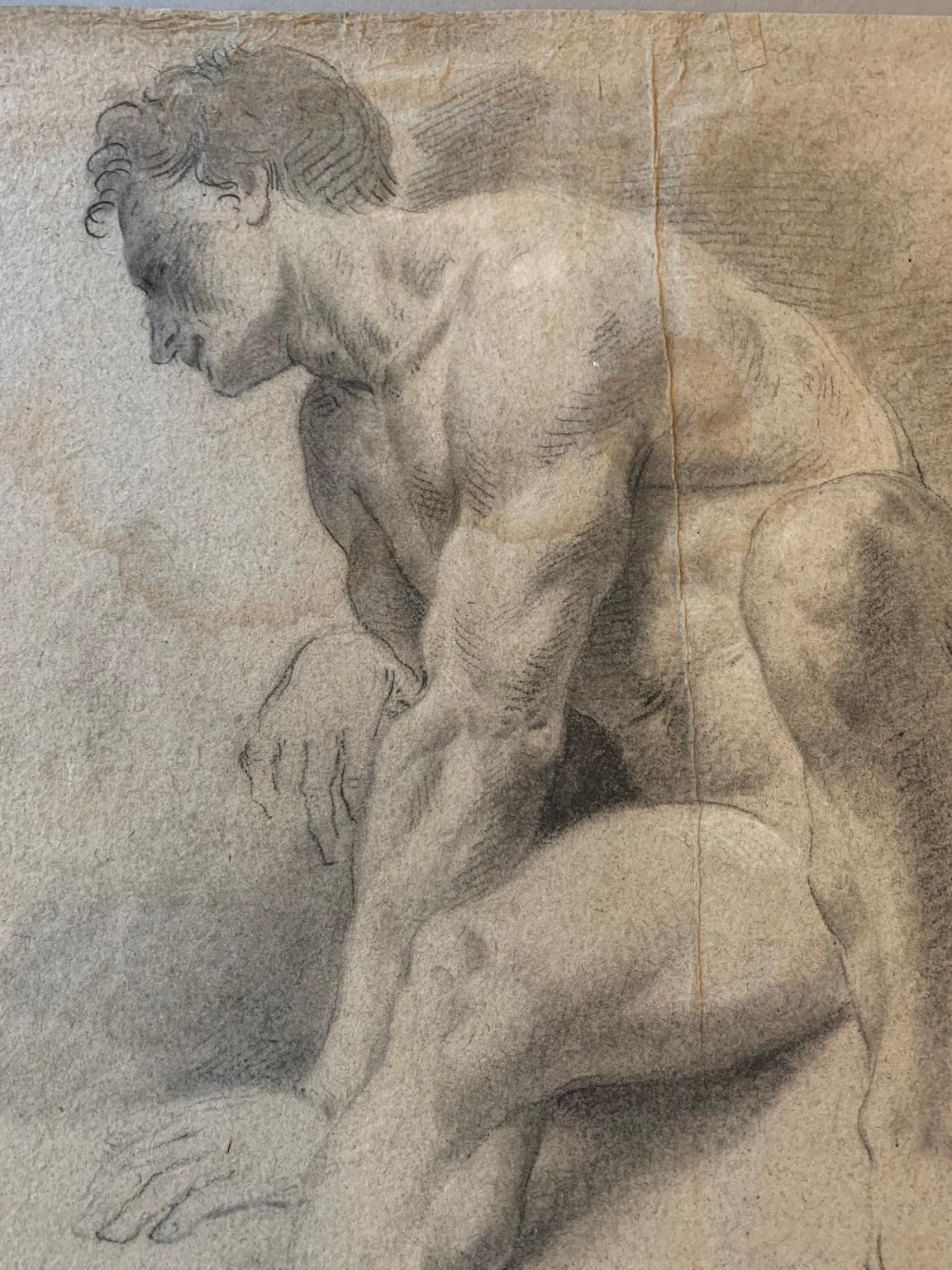 Academy of seated nude of 19th century Italian school For Sale 2
