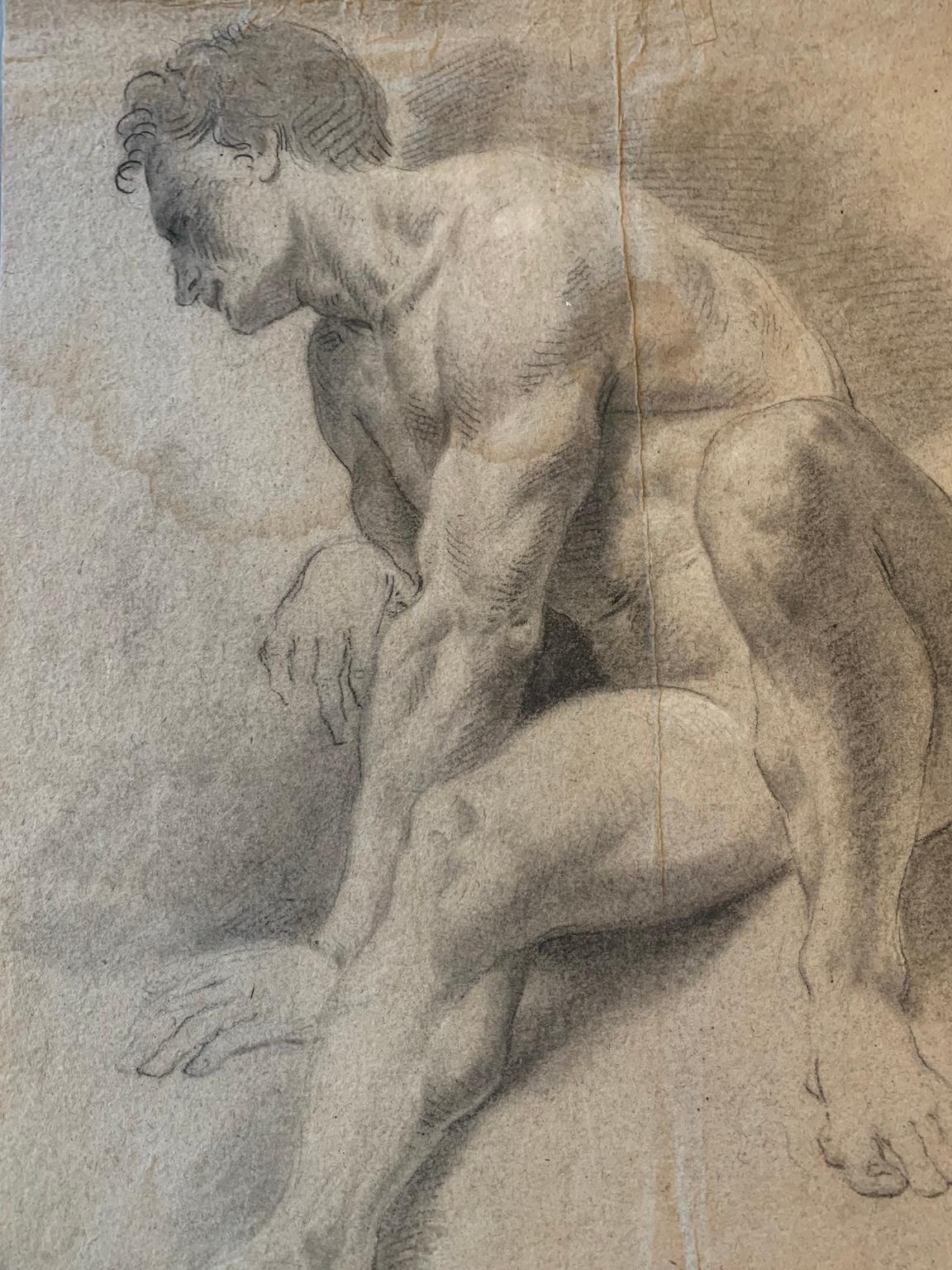 Academy of seated nude of 19th century Italian school For Sale 2