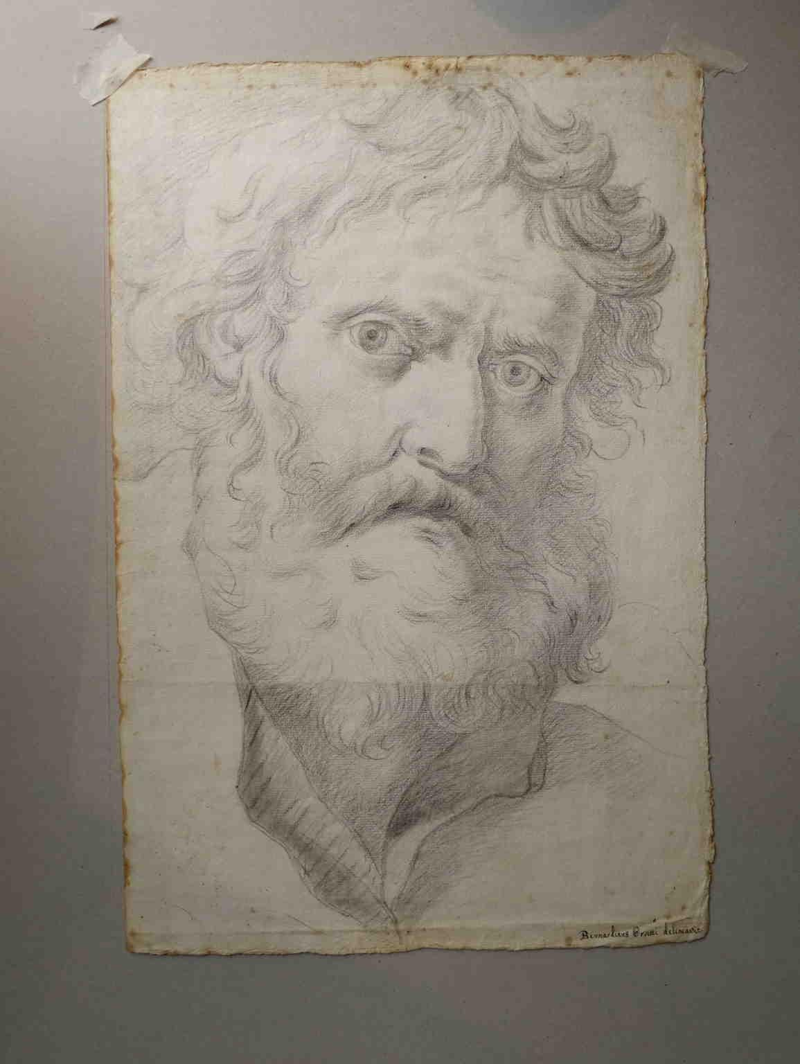 Disegno figurativo toscano neoclassico raffigurante un uomo barbuto - Other Art Style Art by Bernardino Orsetti
